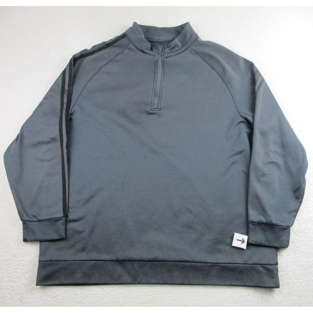 Adidas Golf Pullover Mens 2XL Gray Quarter Zip Fleece 3-Stripes Performance Top‎